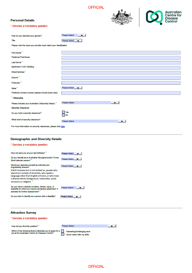Job application form | Australian Centre for Disease Control