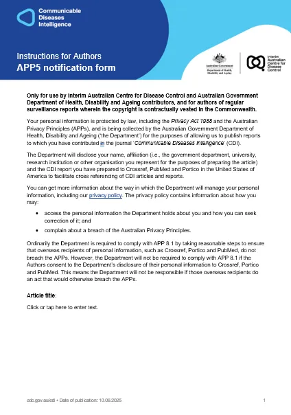 CDI – APP5 notification form