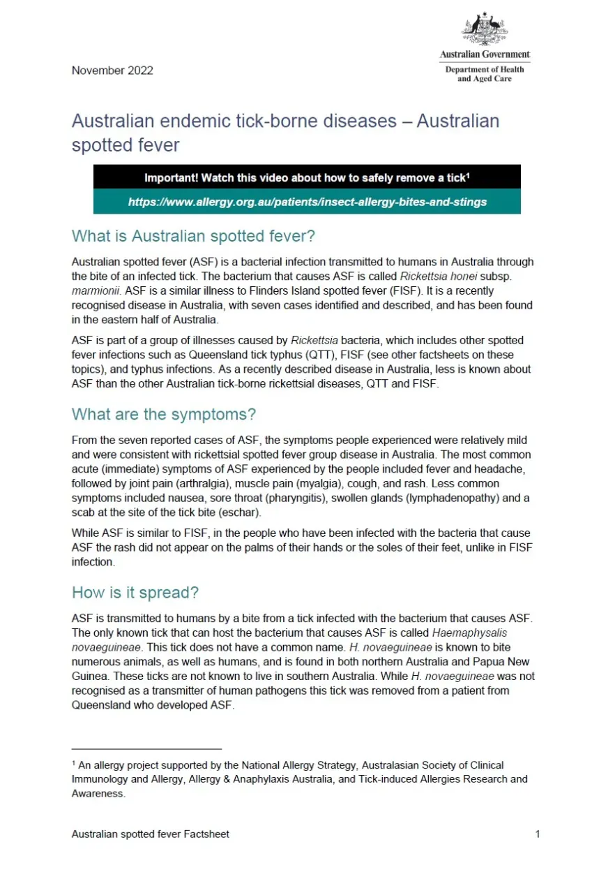 First page of fact sheet