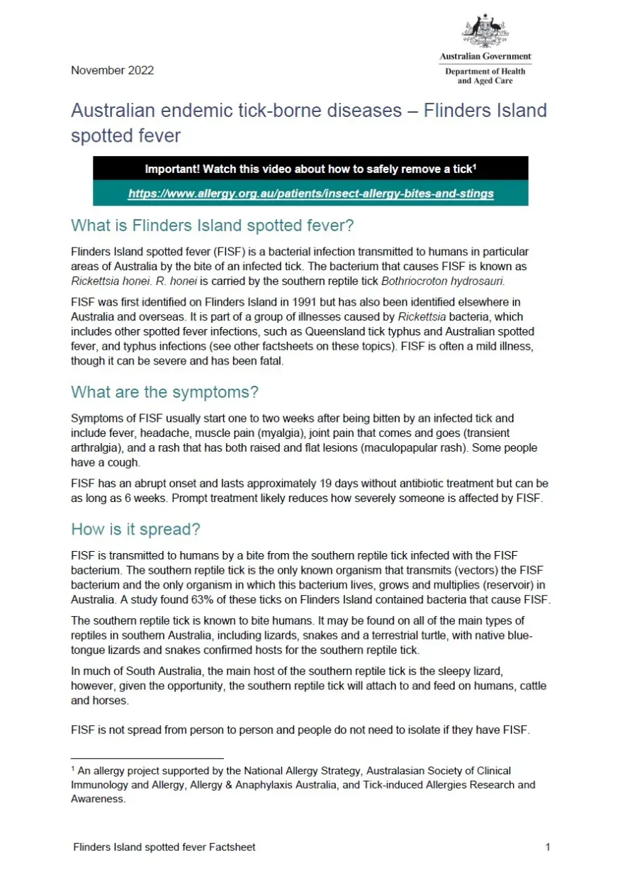 First page of fact sheet