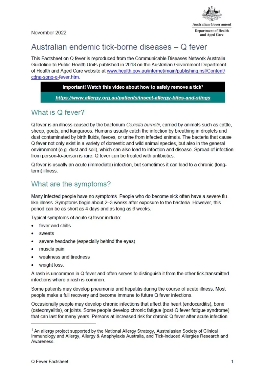 Front cover of fact sheet