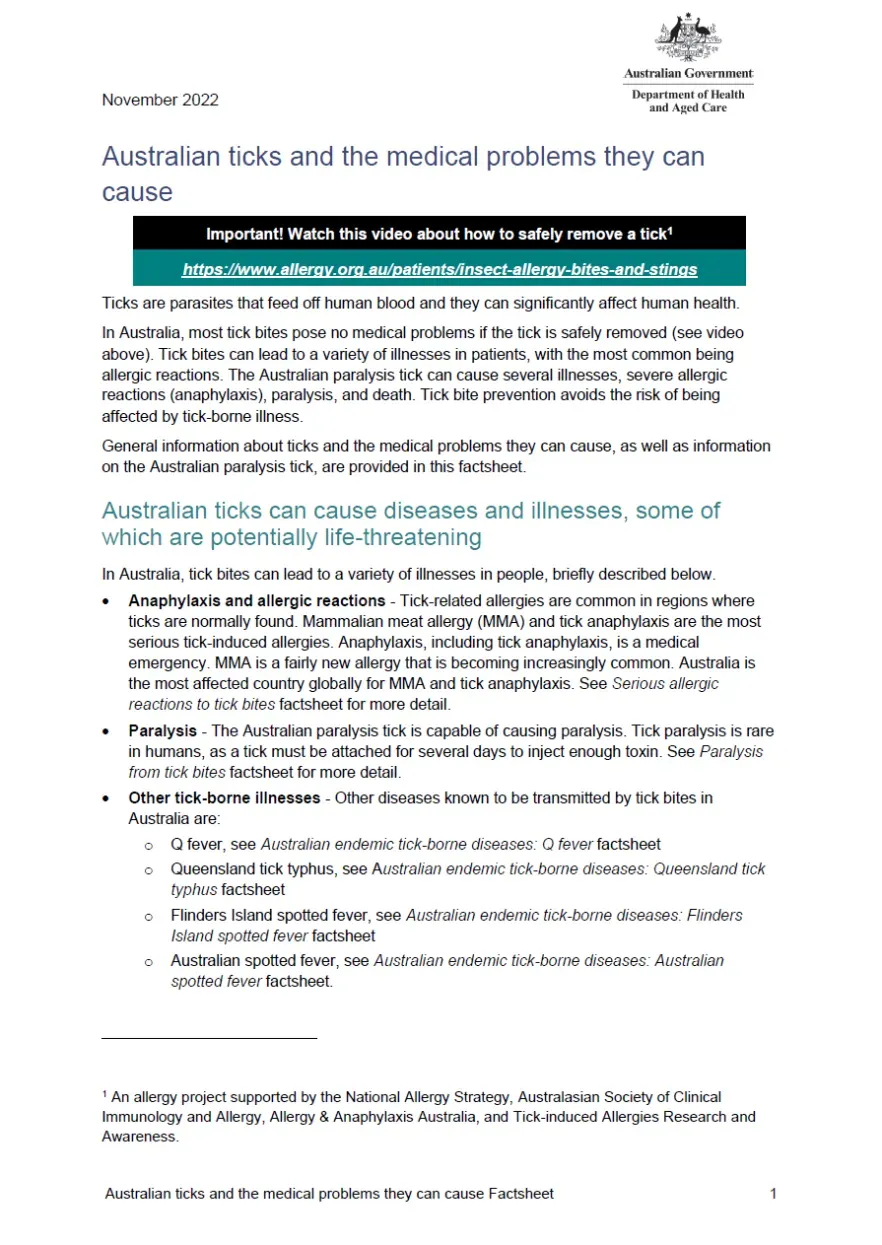 First page of fact sheet