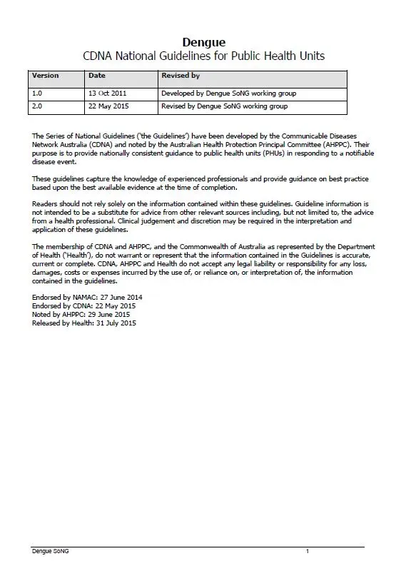 Dengue – CDNA National Guidelines for Public Health Units