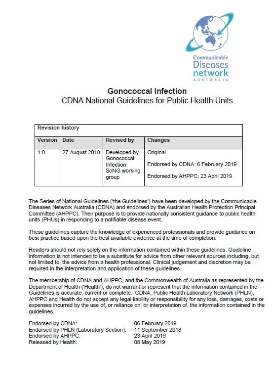 Gonococcal infection – CDNA National Guidelines for Public Health Units