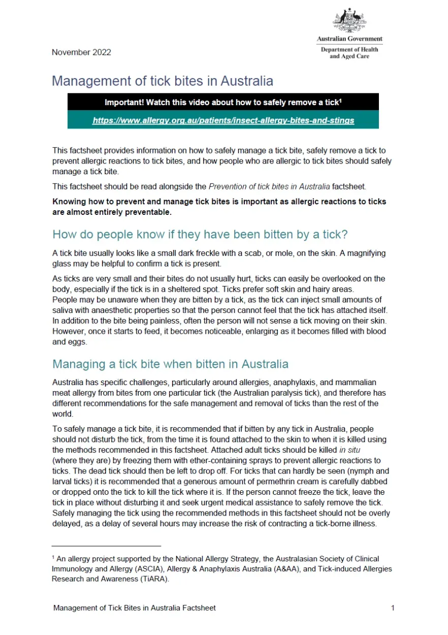 First page of fact sheet