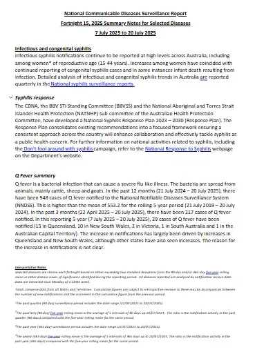 First page of fortnightly report