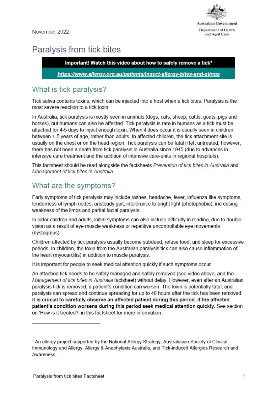 First page of fact sheet