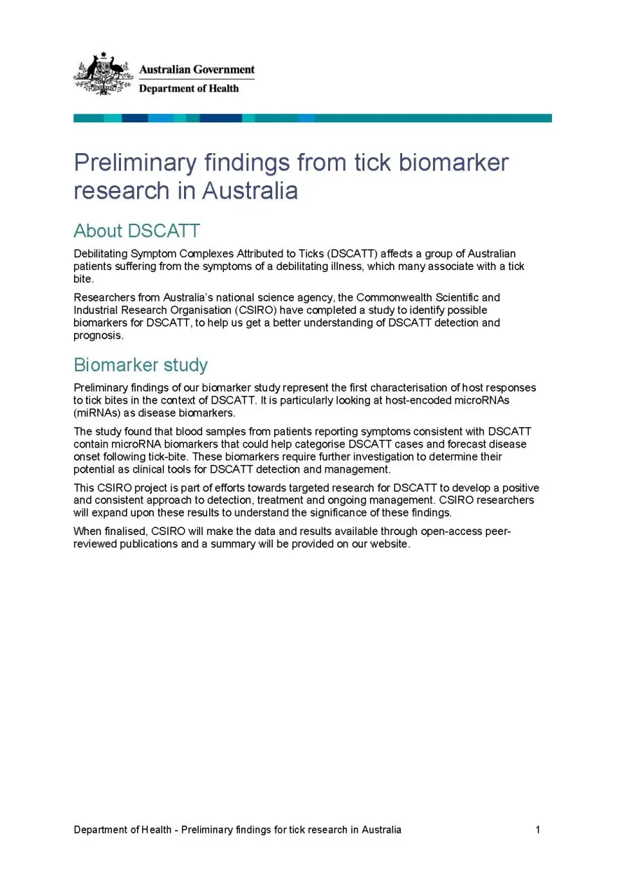 Image of the one-page report