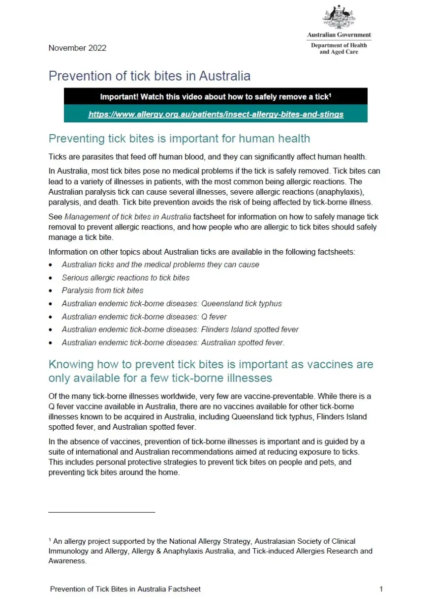 First page of fact sheet