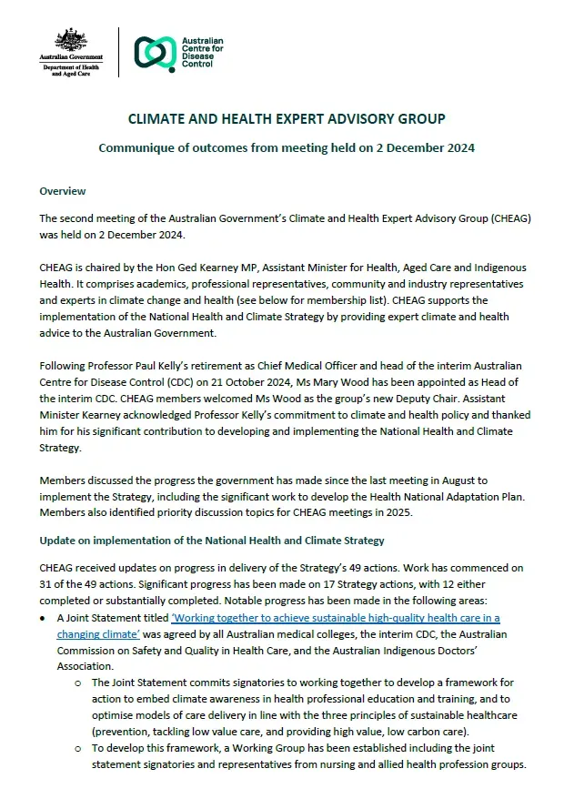 CHEAG communique 2 December 2024