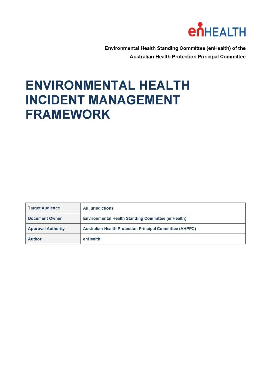 Front cover of framework document