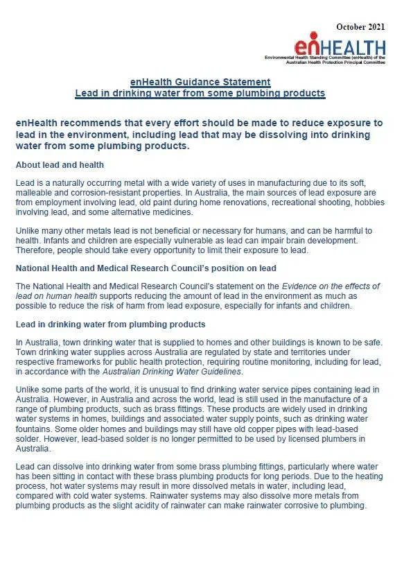 First page of guidance document