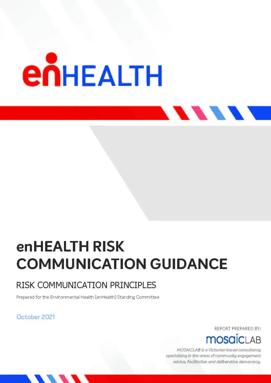 Front cover of guidance document