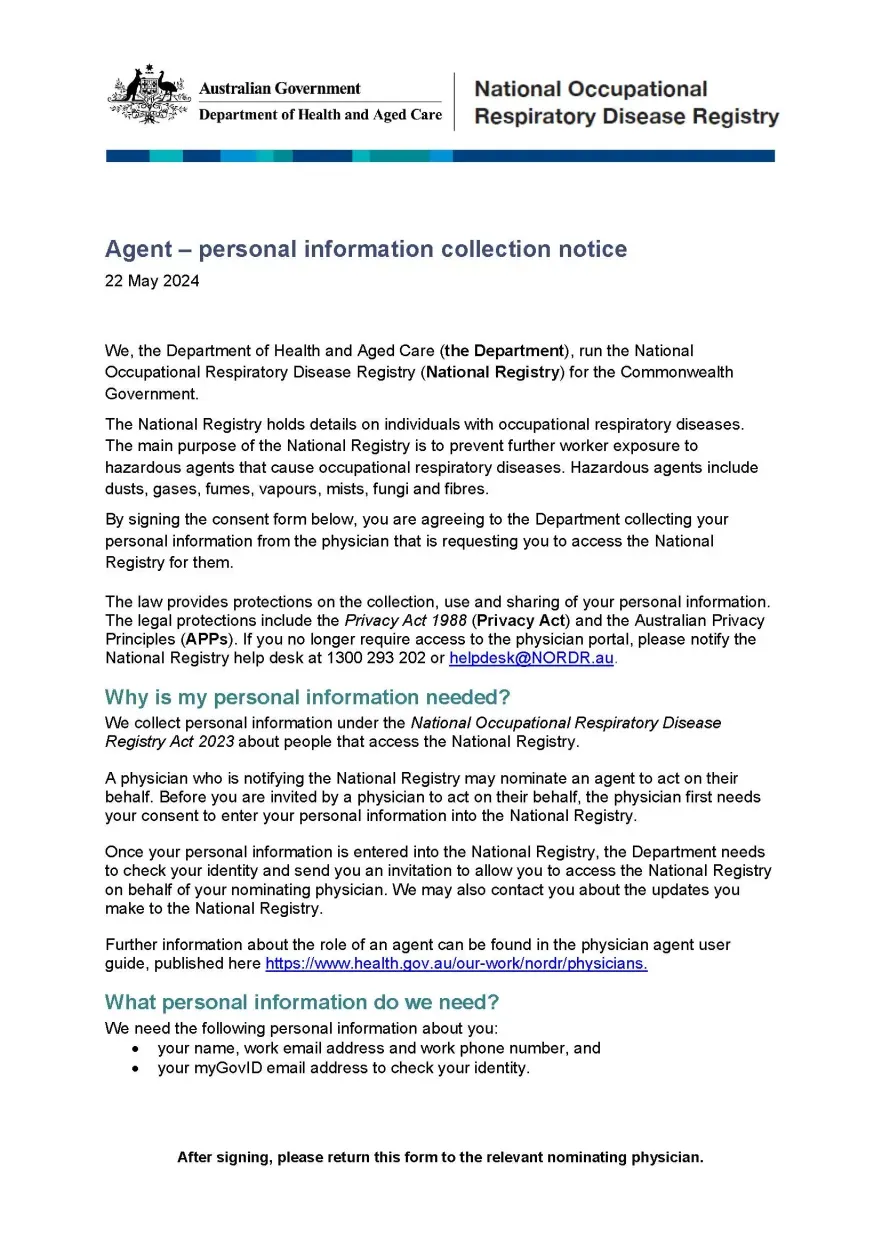 NORDR – Agent personal information collection notice