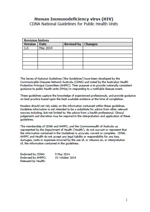 Human immunodeficiency virus (HIV) – CDNA National Guidelines for Public Health Units