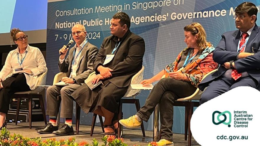 Speakers on stage at the National Public Health Agencies’ Governance Models consultation in Singapore
