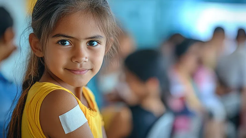 Girl with a bandaid on her arm