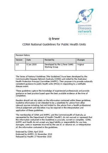 Q fever – CDNA National Guidelines for Public Health Units