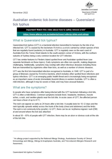 Australian endemic tick-borne diseases – Queensland tick typhus