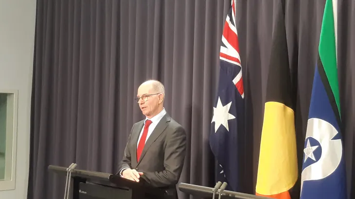 Australia’s Chief Medical Officer and the head of the interim Australian Centre for Disease Control, Professor Paul Kelly, addressing the media