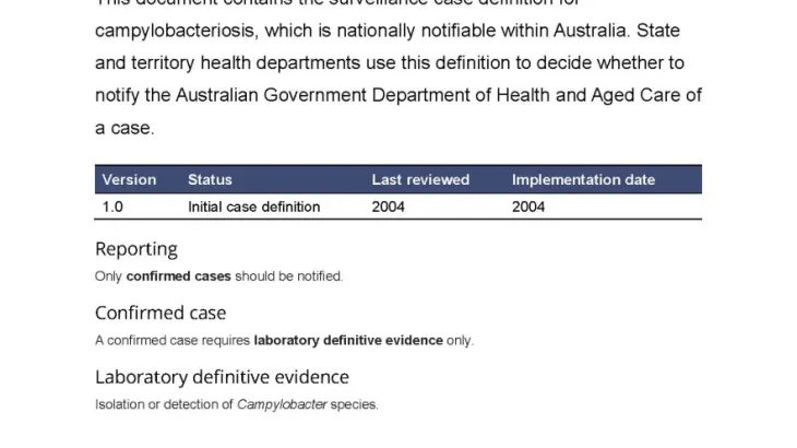 Campylobacteriosis - Surveillance case definition document