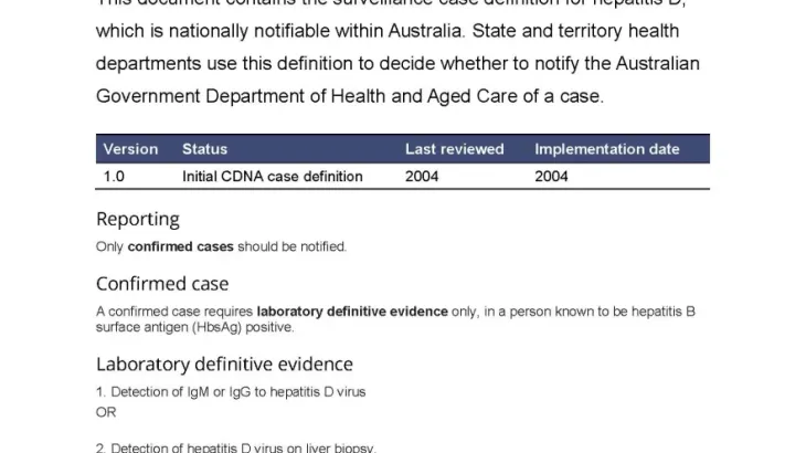 Hepatitis D – Surveillance case definition document