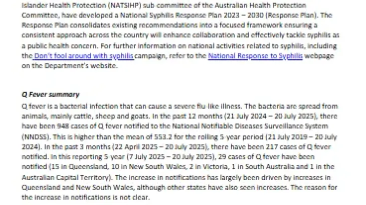 First page of fortnightly report