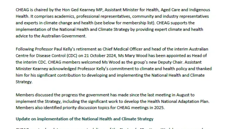 CHEAG communique 2 December 2024