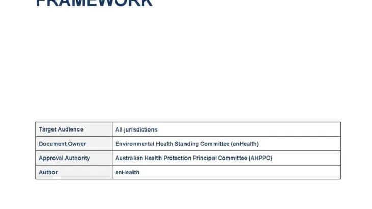 Front cover of framework document