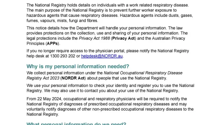 NORDR – Physician personal information collection notice