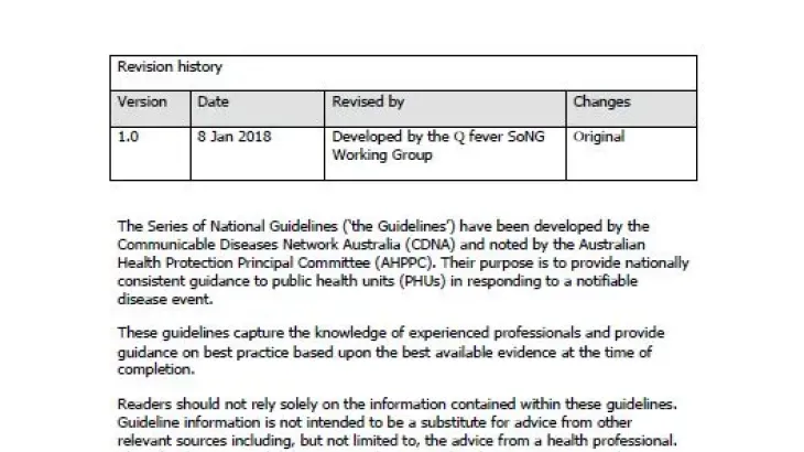 Q fever – CDNA National Guidelines for Public Health Units