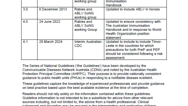 Rabies and other lyssavirus – CDNA National Guidelines for Public Health Units